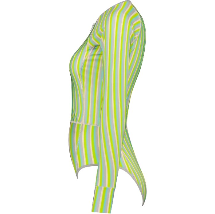 2024 Wallien Da Donna Costume Da Bagno Monopezzo A Maniche Lunghe Front Zip 102001 - Multi Color Stripe